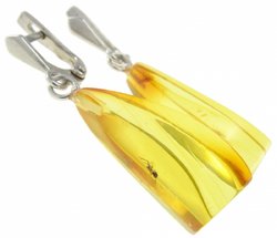 Сережки бурштинові в фігурному кріпленні з інклюзом